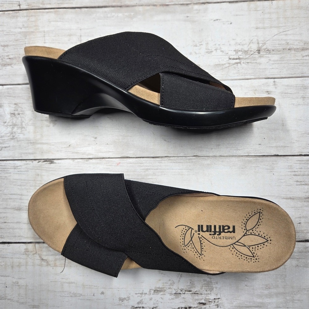 Umberto Raffini Nolce Wedge Sandal Crisscross Slide Women 39 Black Textile Upper